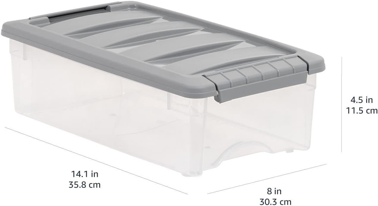 Plastic Storage Containers with Secure Latching Lids, Stackable Organization Bins for Organizing, Clear/Grey, 5 Quart, Set of 10 - Image 6