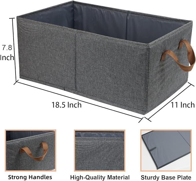 Pack of 3 Large Capacity Storage Bins Closet Organizer System, Sturdy Foldable Storage Boxes for Organizing Clothing, Sheets, Toys, Books - Shelf Organizer Shelves Basket Storage Bin - Image 2