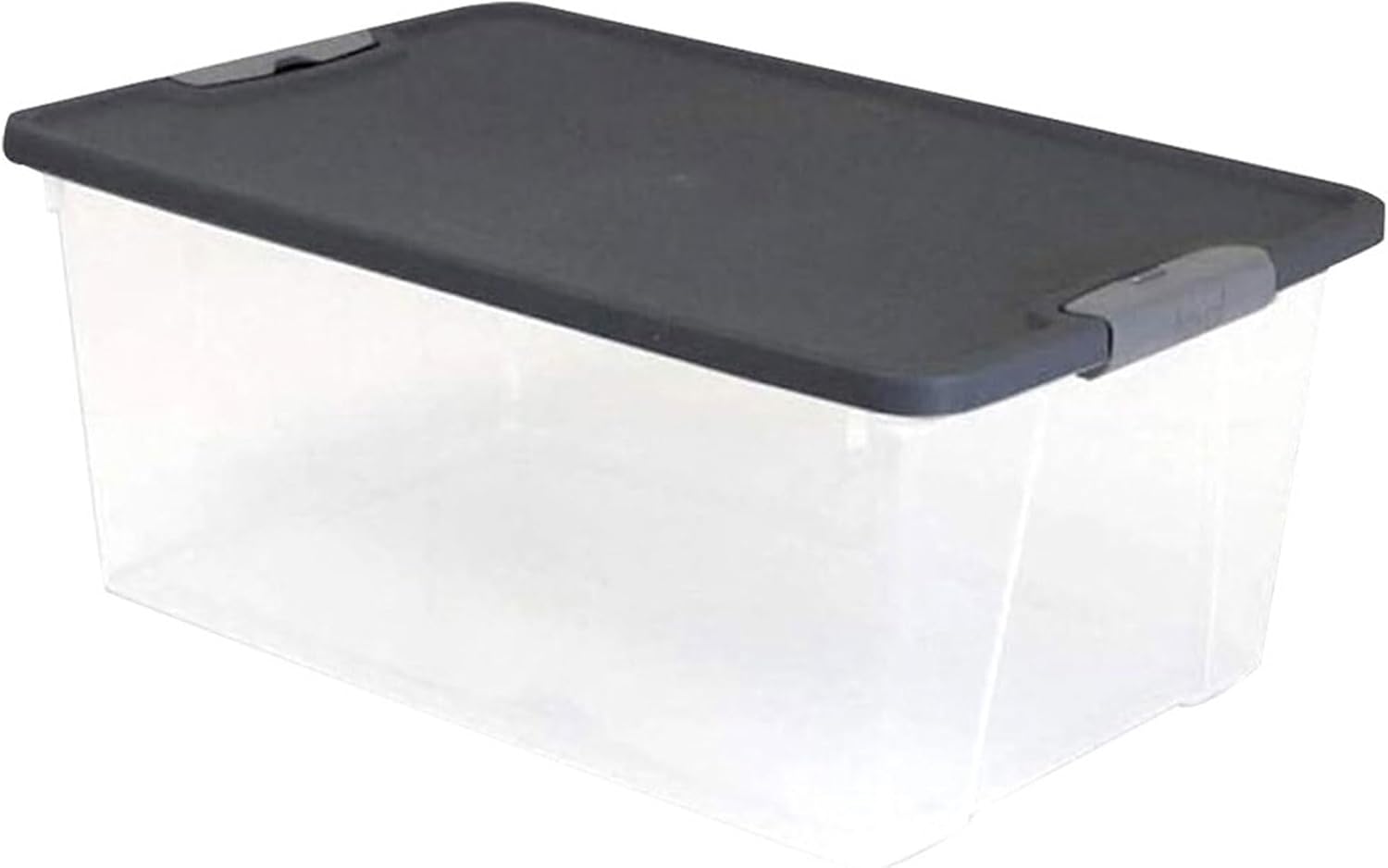 4-Pack Secure Latch, Clear Plastic Storage Organizer Bins, 15 Quart, Gray Lid - Stackable Container Boxes for Bedroom, Bathroom, Garage, and Office Organization - Image 8