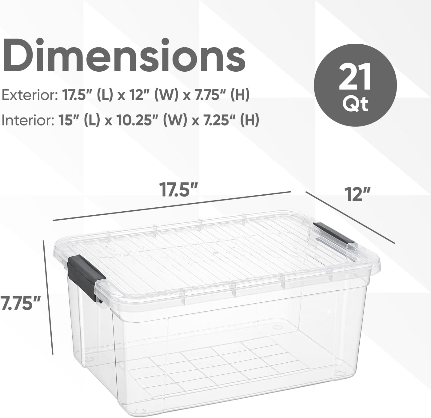 Clear Storage Boxes with Lids, 20 Quart Plastic Container Bins for Organizing, Stackable Crates, BPA Free, Non Toxic, Odor Free, Organizers for Home, Office, School, and Dorm - Image 2