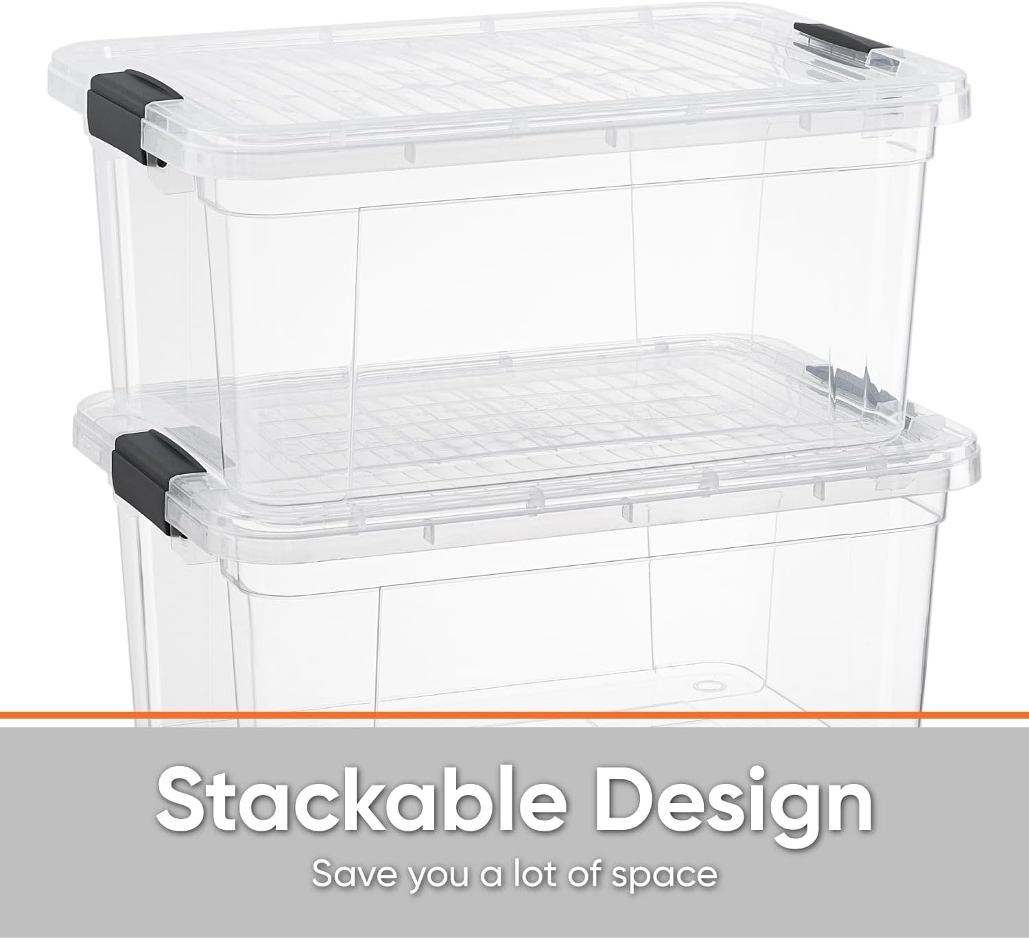 Clear Storage Boxes with Lids, 20 Quart Plastic Container Bins for Organizing, Stackable Crates, BPA Free, Non Toxic, Odor Free, Organizers for Home, Office, School, and Dorm - Image 4