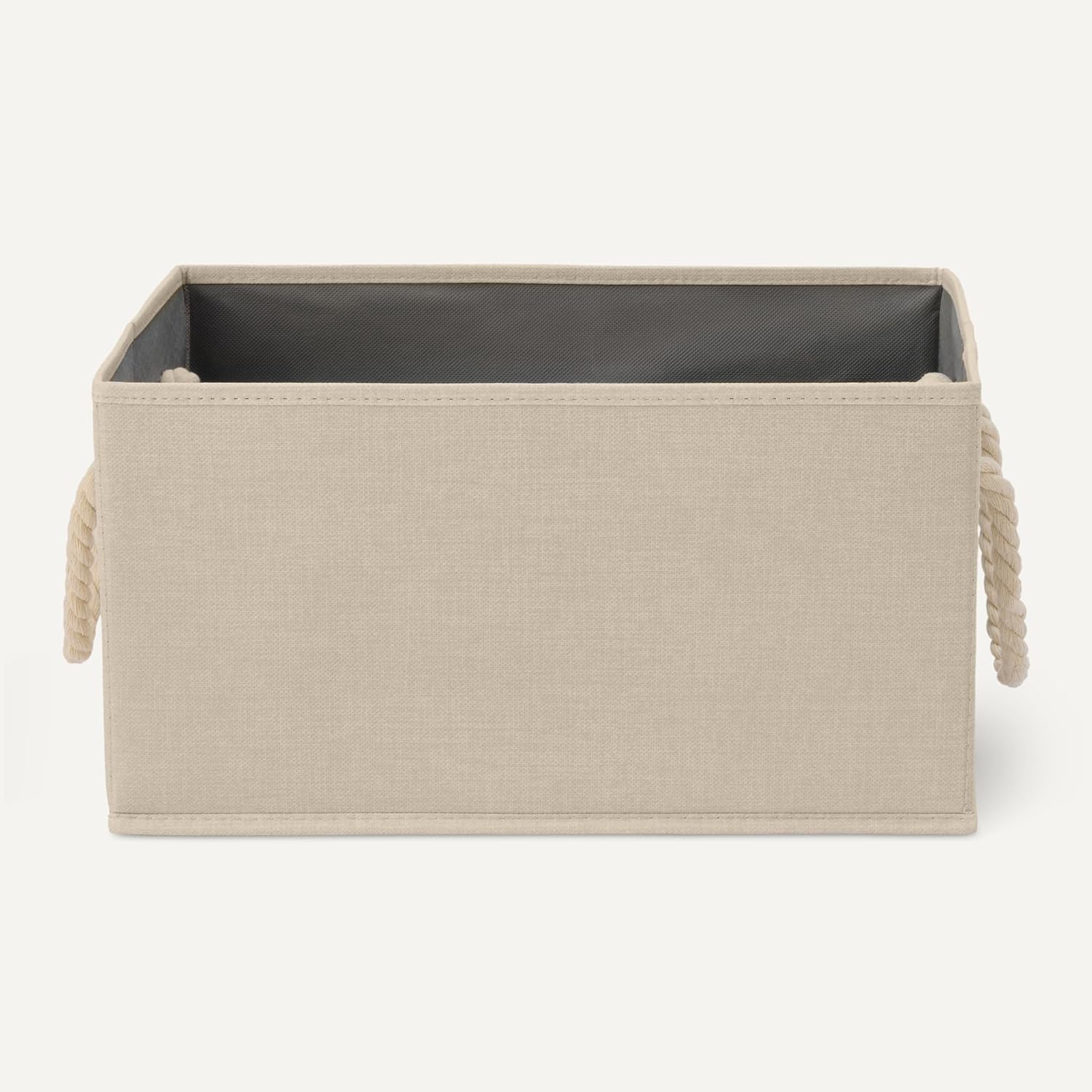 Foldable Storage Bins with Rope Handles, Closet Organizers, Large, Linen, 3-Pack - Image 3