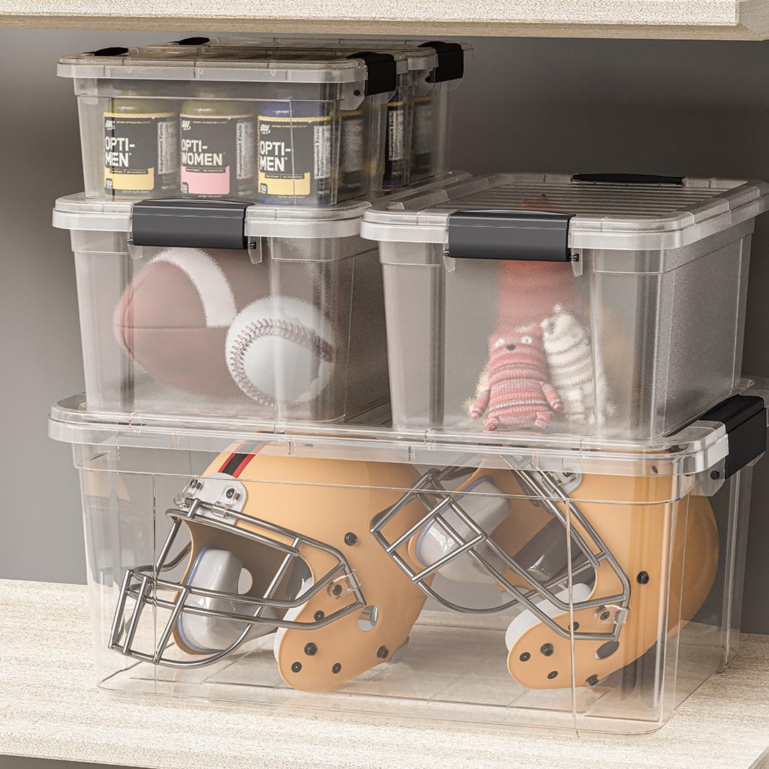Clear Storage Boxes with Lids, 20 Quart Plastic Container Bins for Organizing, Stackable Crates, BPA Free, Non Toxic, Odor Free, Organizers for Home, Office, School, and Dorm - Image 5