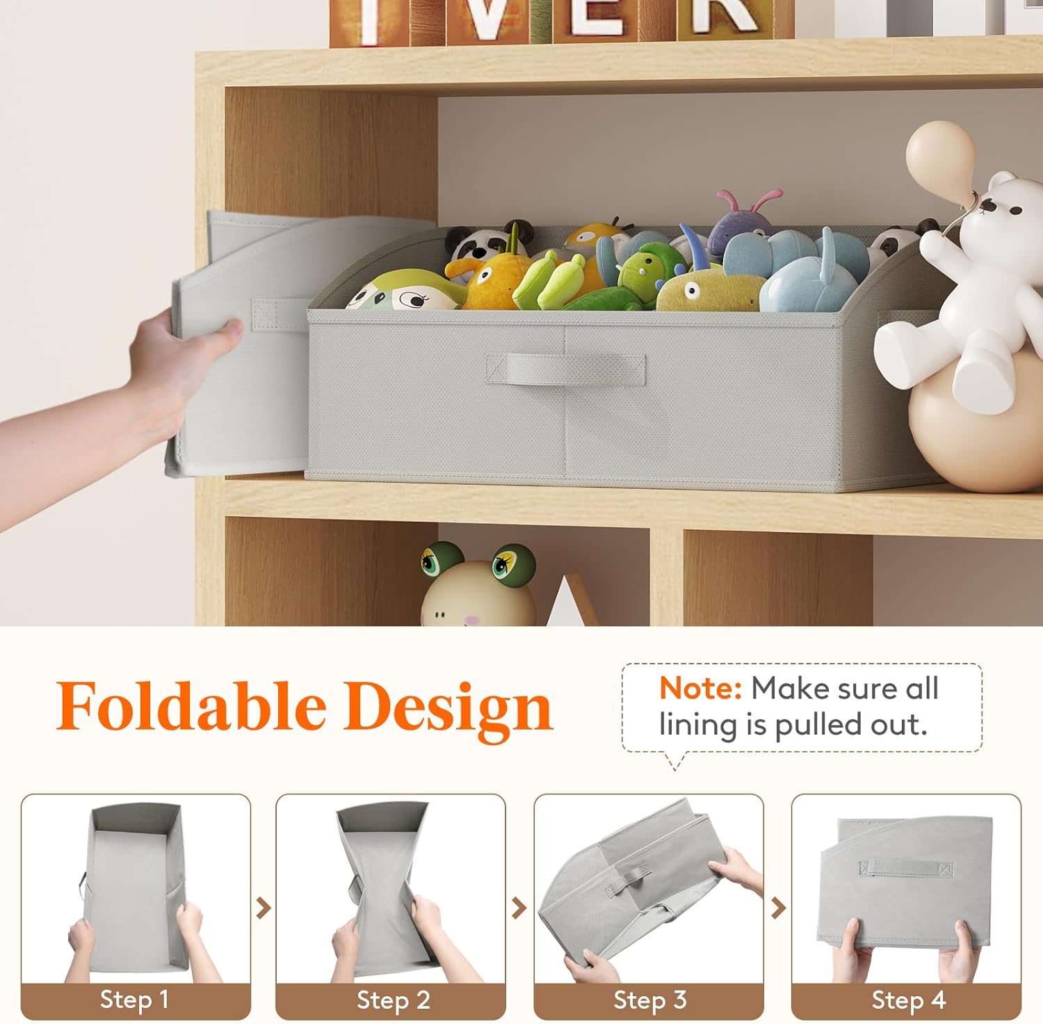 Extra Large Trapezoid Closet Storage Bins for Shelf, 6 Packs Non-woven Closet Organizer Baskets with Handles, Foldable Clothes Containers Boxes for Clothing, Book, Purse, 23L, Light Gray - Image 5