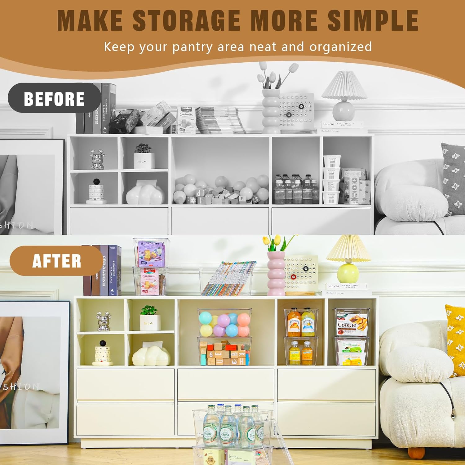 6 Pack Clear Storage Bins with Lids, 7 Quart Stackable Storage Boxes for Storage and Organization, Plastic Storage Containers with Lids, Plastic Bins with Handles for Office, Bedroom, Study Room - Image 5