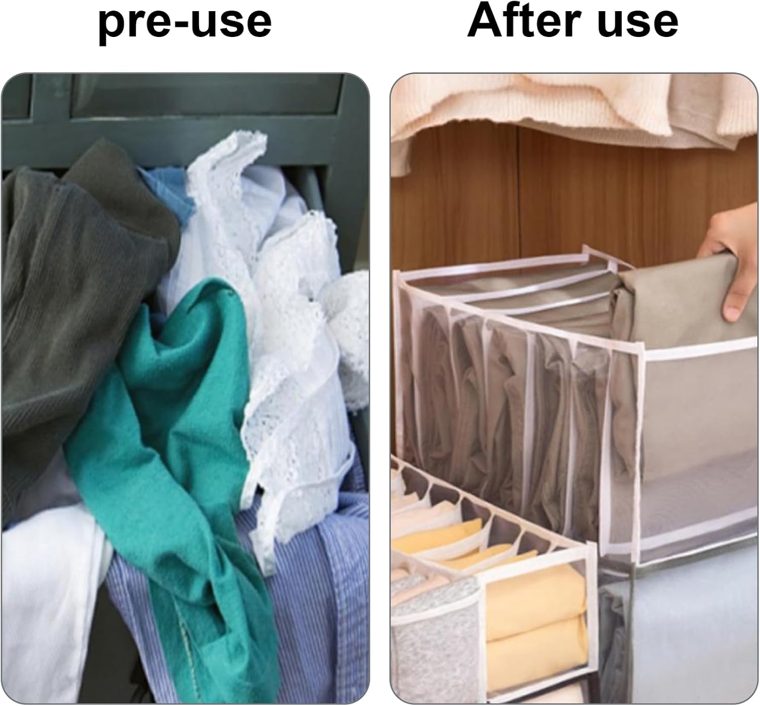 7-Compartment Clothing Organizer for Jeans and Shirts, Foldable Fabric Storage Box with Handles, Closet Drawer Solution - Image 5