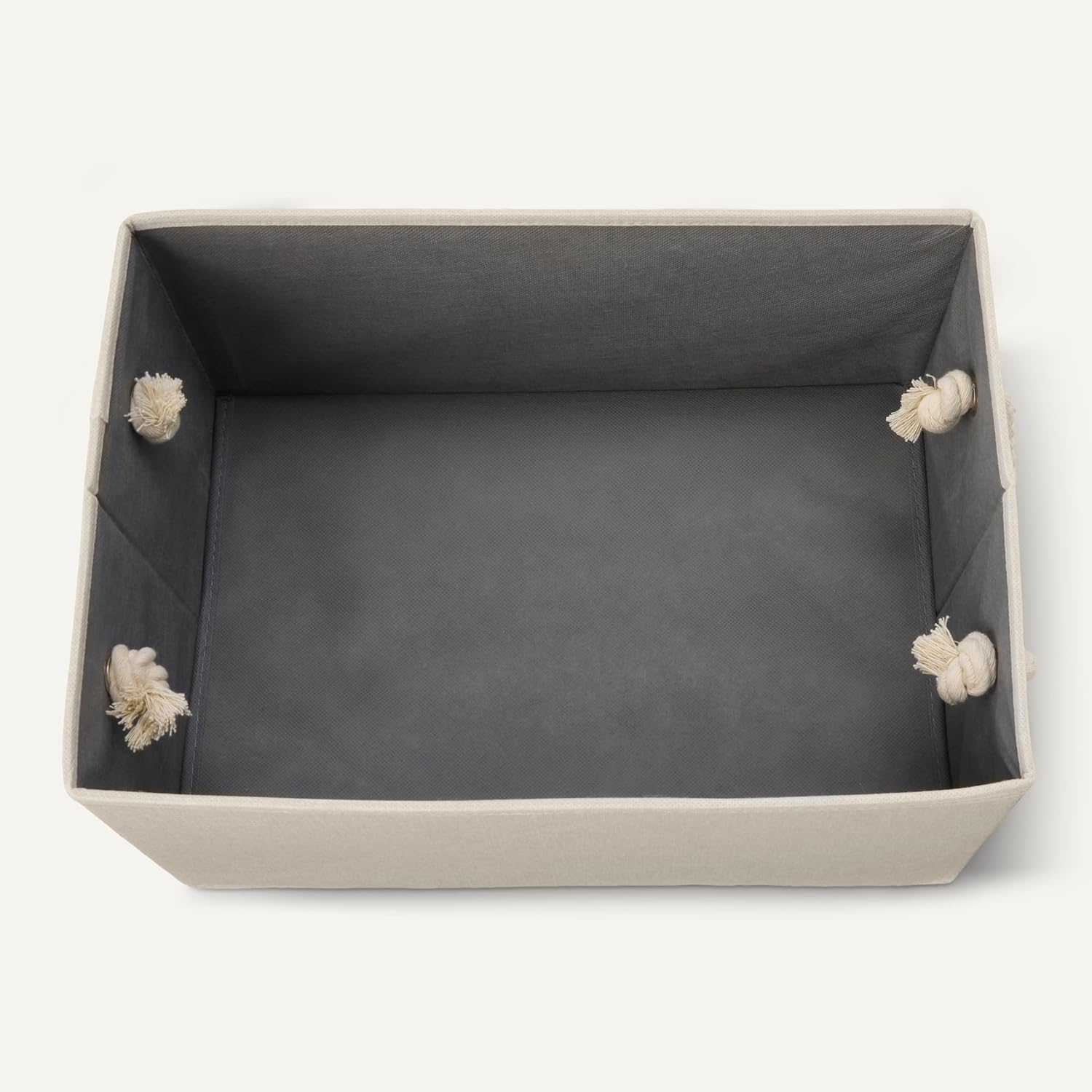 Foldable Storage Bins with Rope Handles, Closet Organizers, Large, Linen, 3-Pack - Image 4