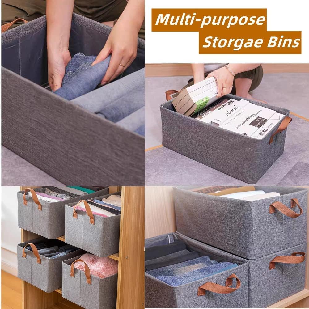 Pack of 3 Large Capacity Storage Bins Closet Organizer System, Sturdy Foldable Storage Boxes for Organizing Clothing, Sheets, Toys, Books - Shelf Organizer Shelves Basket Storage Bin - Image 4