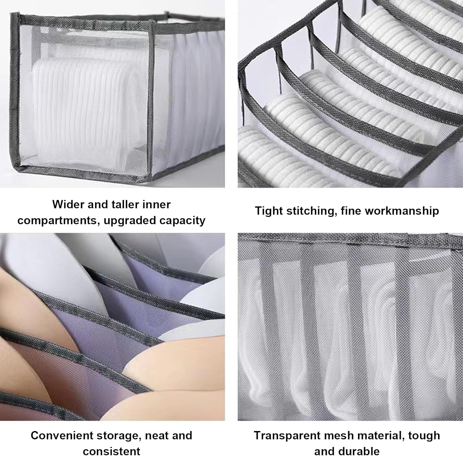 7-Compartment Clothing Organizer for Jeans and Shirts, Foldable Fabric Storage Box with Handles, Closet Drawer Solution - Image 4